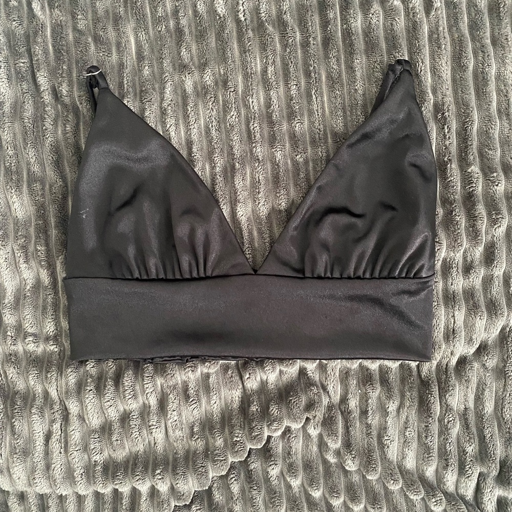 Black Satin crop top